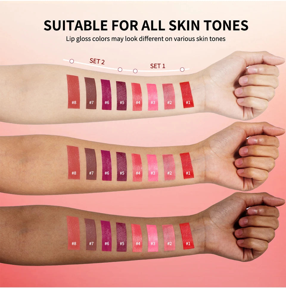 Lipgloss Cream Texture Lipstick Semi-Matte Long Lasting Do Not Fade 8 Colors Experience Richly-Pigmented Shades Peach Makeup