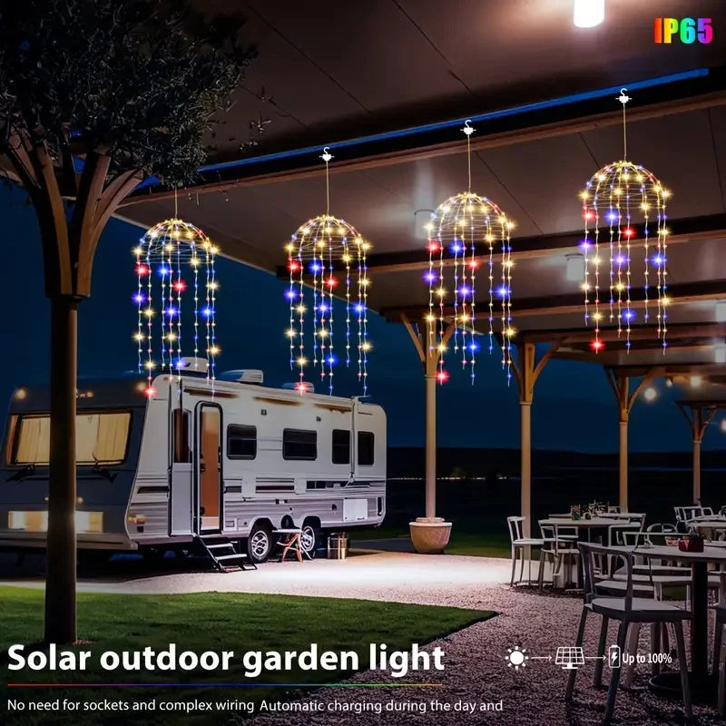 4pcs Solar Hanging Jellyfish Lights 8 Modes Waterproof LED Outdoor String Lights for Garden Weddings Trees Christmas Decorative