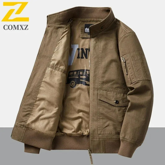 Fujian Safari Baumwolljacke Mehrere Taschen - Stehkragen