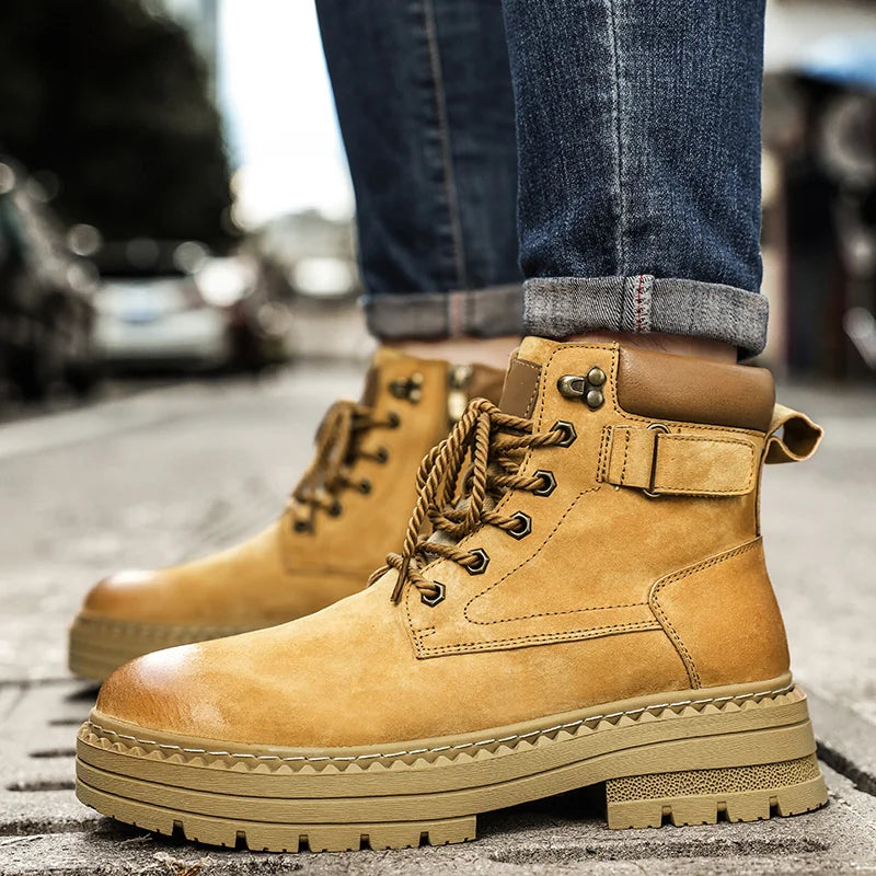 YeinshaarsCN Suede Leder High-Top - Größe Knöchel Rutschfeste Sohle