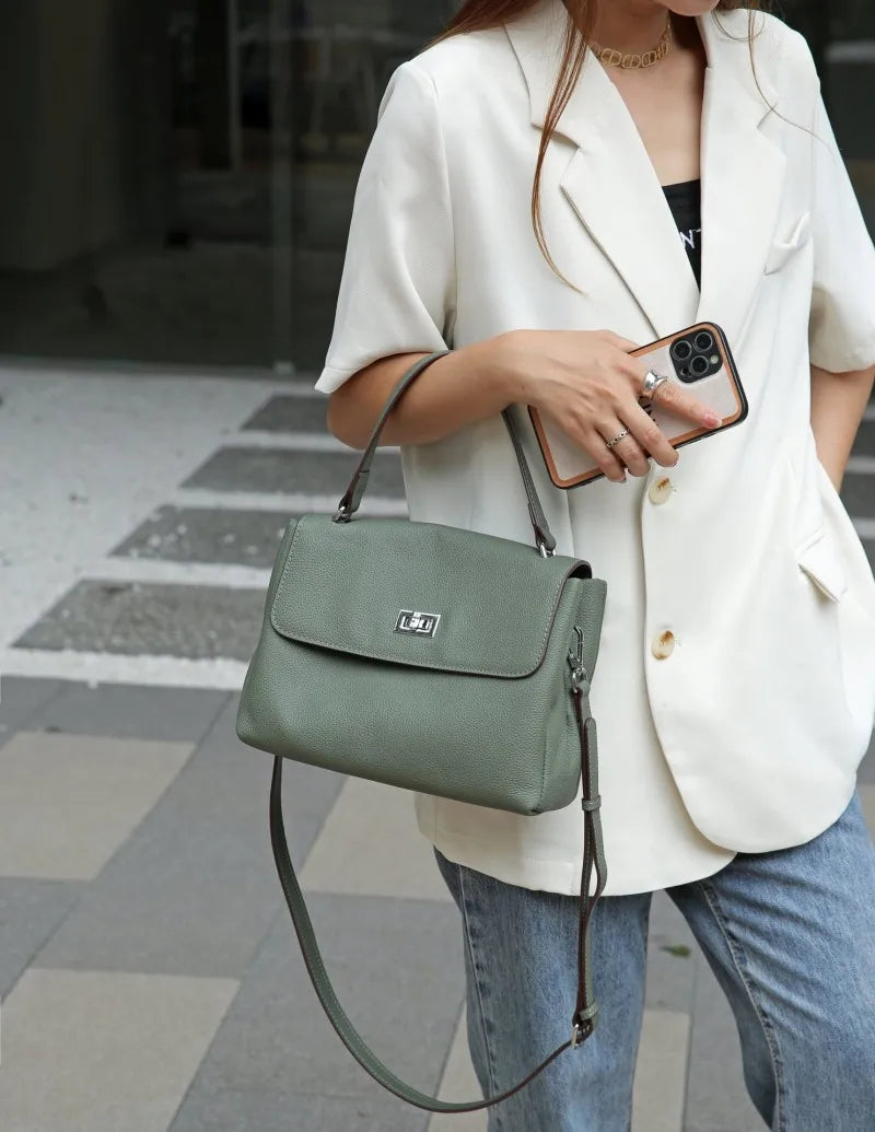 Designer ladies leather bag retro shoulder & crossbody office purse