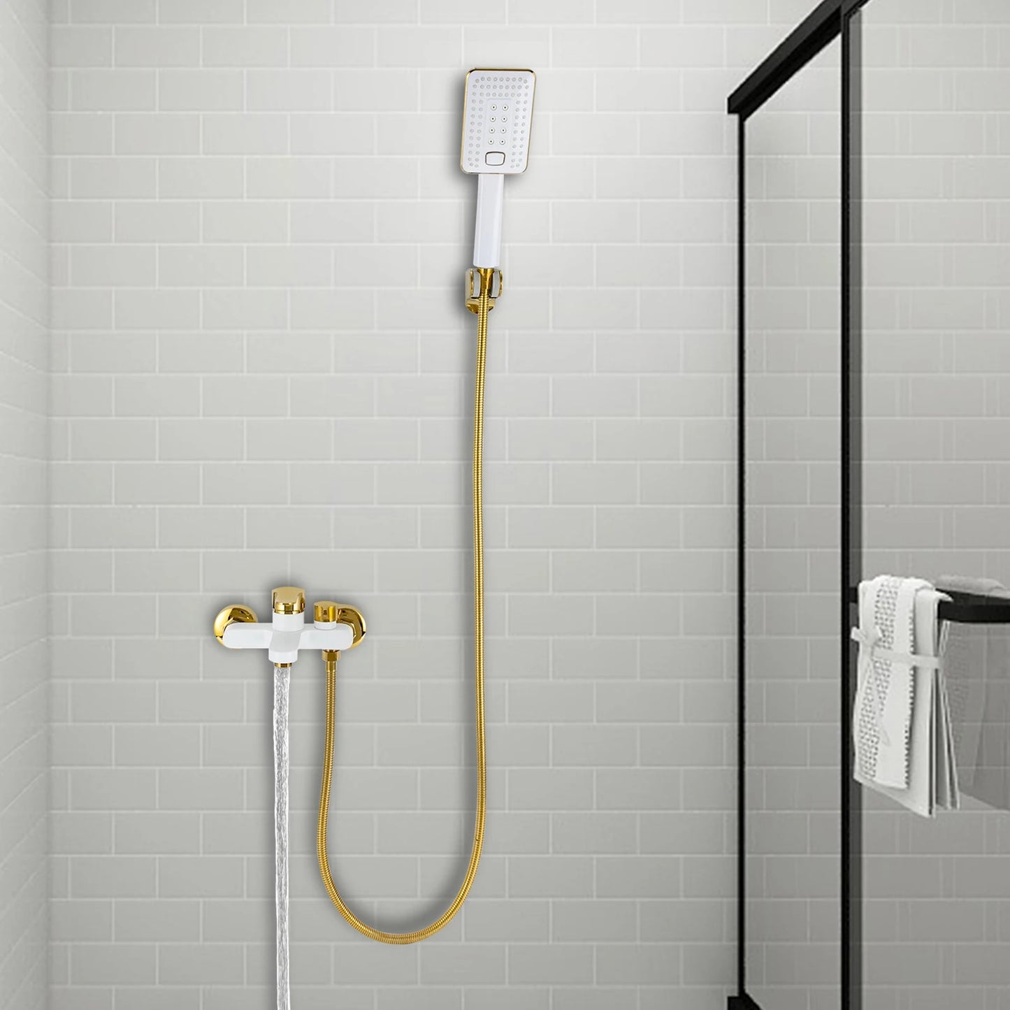 AquaGold Badewannen-Duscharmatur-Set G1/2, 1,5 m Schlauch, 2 Modi