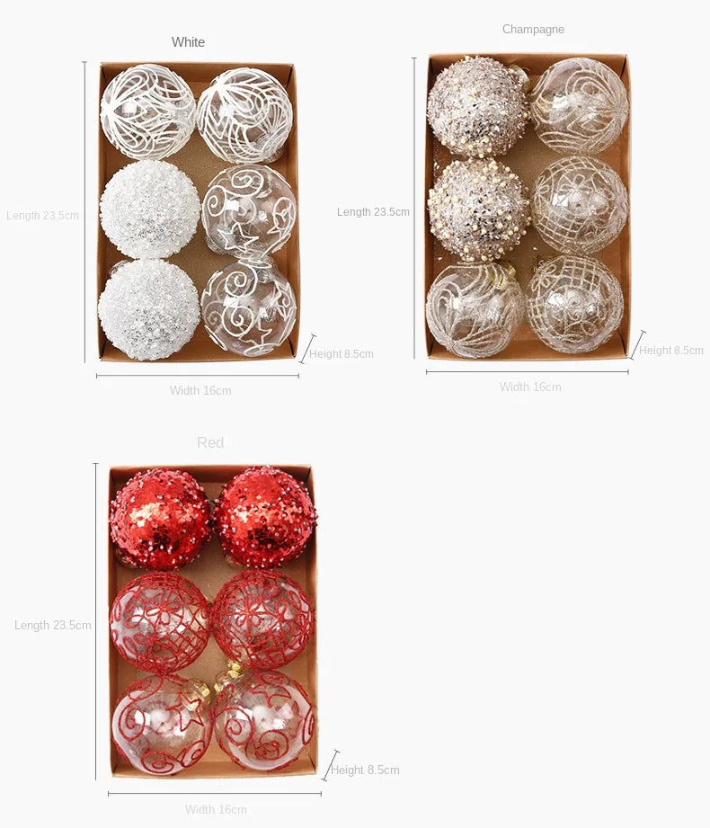 Choice Lackierte Transparente Kugeln - Durchmesser 8cm, 6er Set