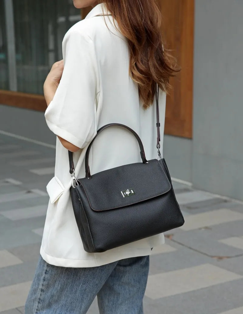 Designer ladies leather bag retro shoulder & crossbody office purse