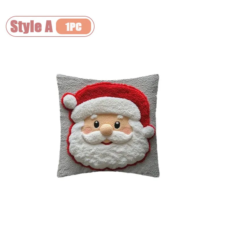 Christmas Pillow Cover Snowman and Reindeer Digital Print Sofa Cushion for Home Office and Living Room Festive Decoration