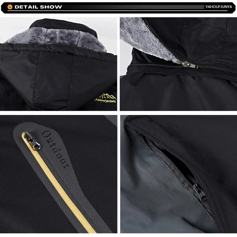 9XL Winterfleece Jacke - Kapuze abnehmbar, Winddicht