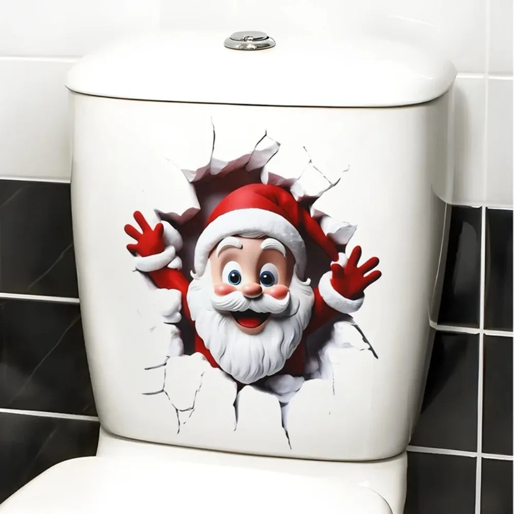 Christmas Toilet Sticker Merry Christmas Decoration Santa Claus Bathroom Sticker Home Toilet Decoration 2026 New Year Gift Fun