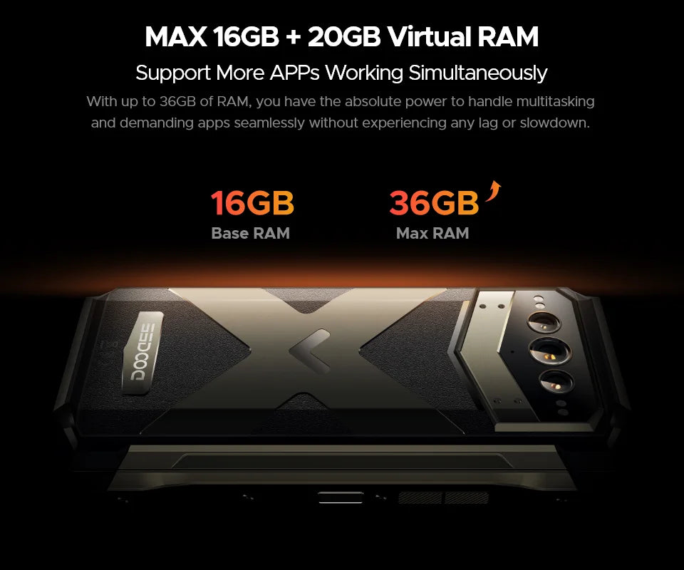 DOOGEE V Max Plus Robustes 5G Telefon - 22000 mAh Akku, 6,58Zoll, 33W
