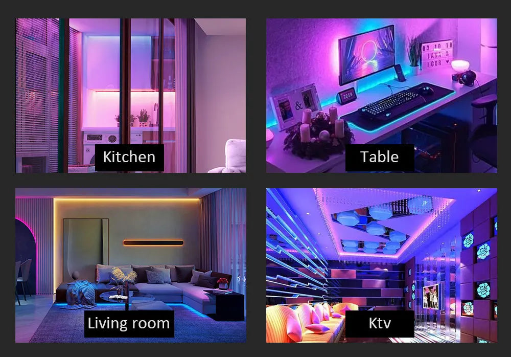LED Strip Lights, Ultra-Long RGB 5050 LED Strips with Remote Controller, Color Changing Tape Light with 12V  Adapter for Bedroom