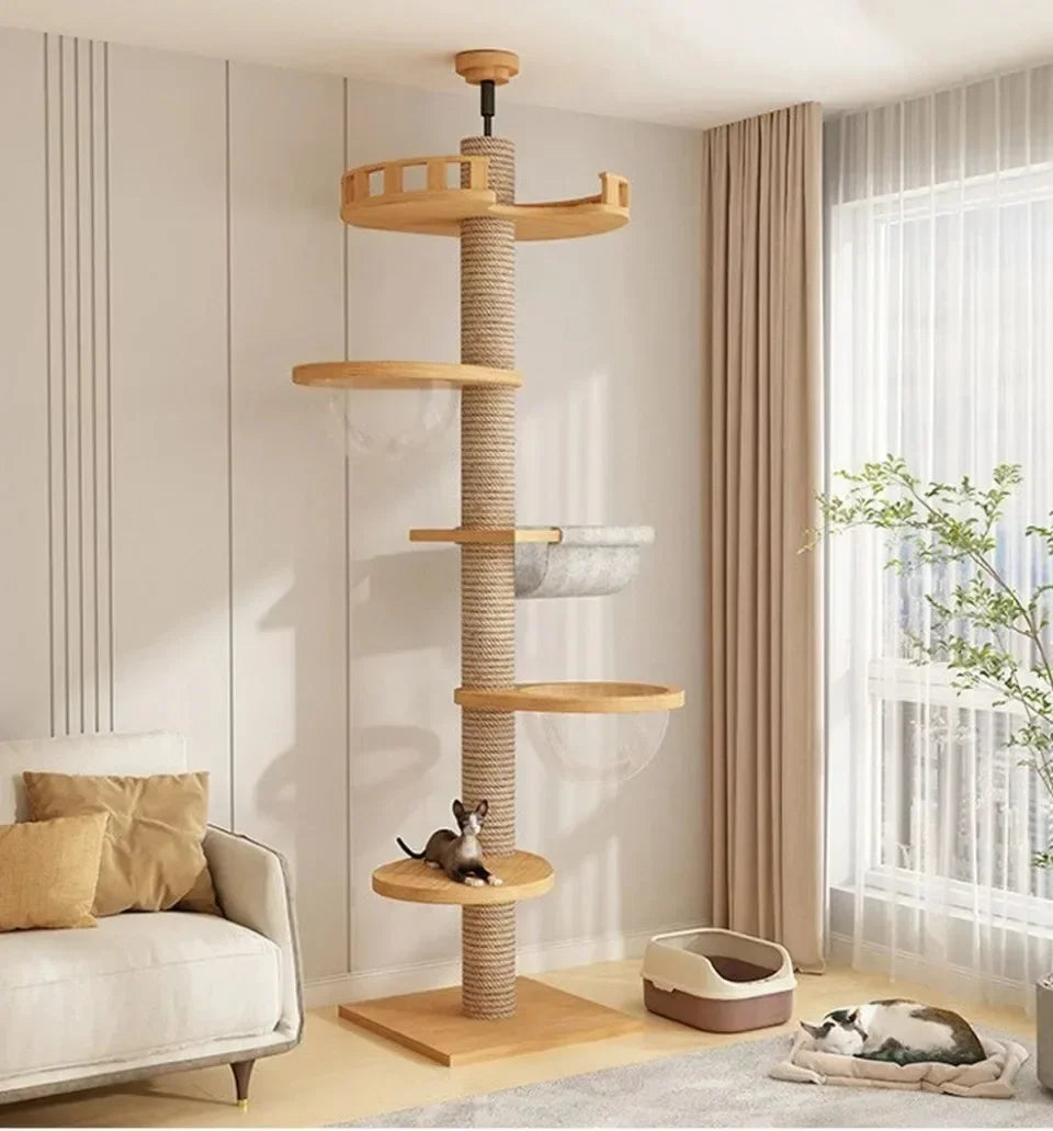 Katzenturm Boden Bis Decke Katzenturm Mit Kratzpfosten Hängematte Haustier Aktivität Zentrum Kätzchen Klettern Spielzeug Haustier Möbel