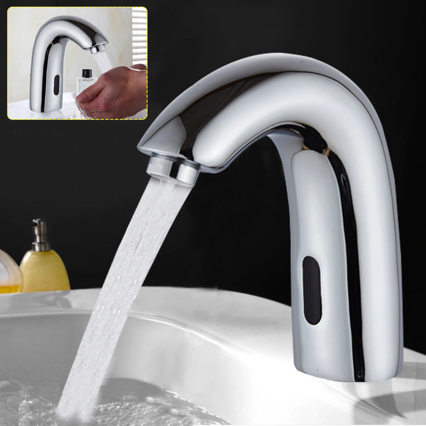 Berührungsloser Wasserhahn - Infrarot Sensor Automatik Waschbecken Armatur mit Zulaufrohr Bad