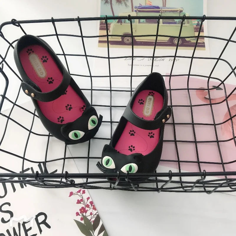 Mädchen-Sandalen 2025: Jelly-Katze Princess-Kawaii Strand Kinder - Beach Kids Kollektion Transparente Schuhe 14+ Jahre