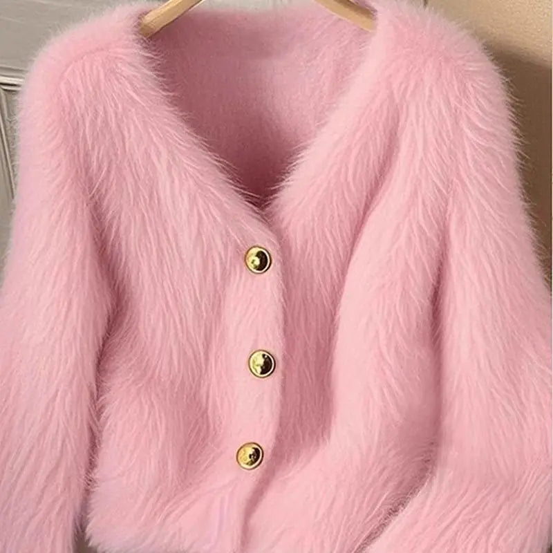 Luna KoreanStyle Strickjacke - Rosa Damen, dick, Stretch