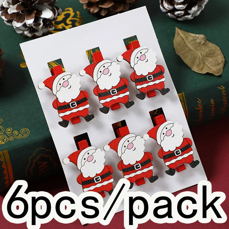 Homearound IA91-6pcs Weihnachts Holzclip - Größe 4,5 cm, Holz, 6 Stück