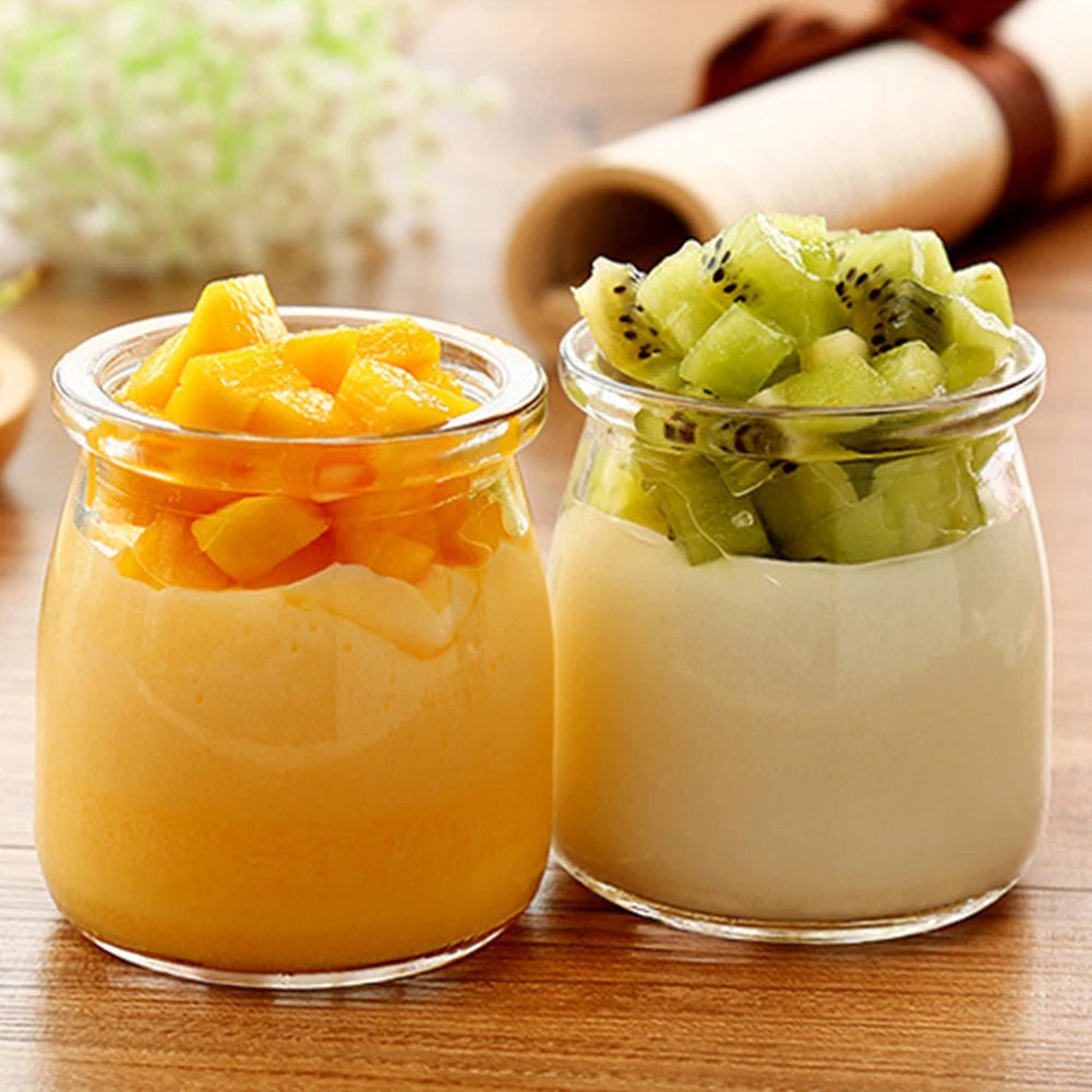 Glass Jar, Mini Yogurt Pudding Bottle, Milk Jelly Baking Pot, Home Food Storage Container, Heat-Resistant, 100ml, 200ml, 5Pcs