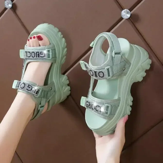 Elegant Female Shoes NEW Summer Luxury Women Sandals Thick Sole Cake Shoes With Elevated Slope Heels Roman Shoes Woman Sneakers