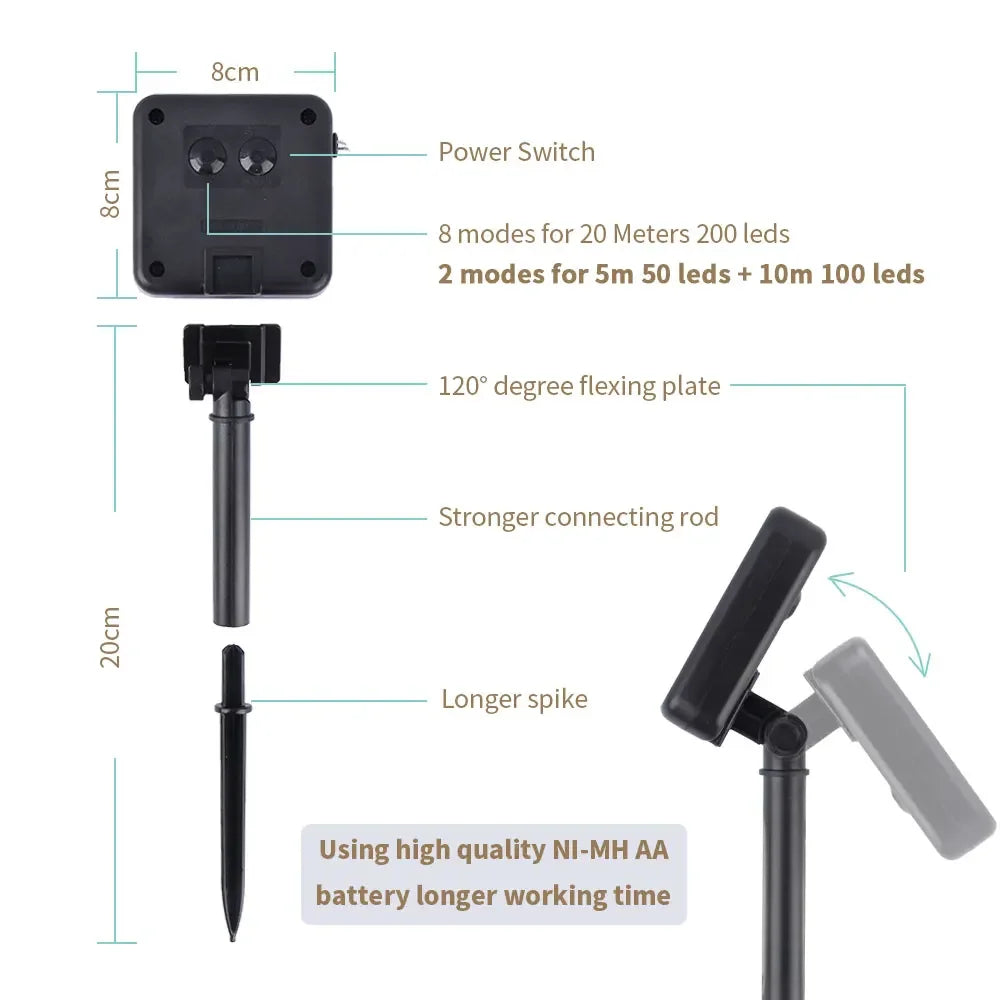 ZTree LED Lichterkette Außen Solar - Kapazität Batterie, Leistung, Länge