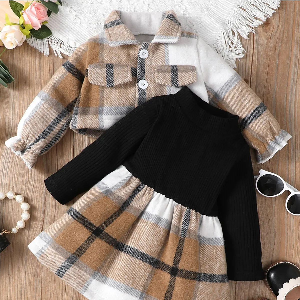 CN Guangdong Patchwork Plaid Set - Baumwolle Weich 0-1J