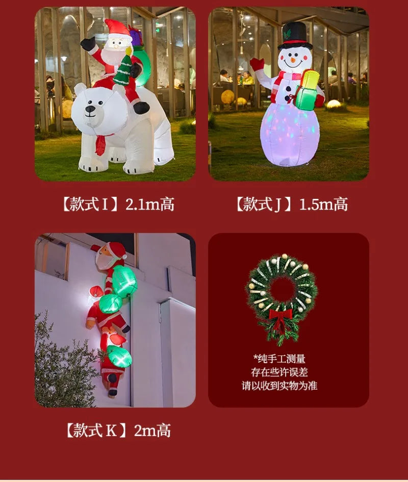 Christmas Inflatable Model,climbing Wall Santa Claus Glowing Inflatable Model, Outdoor Garden Scene Decoration Hanging Ornaments