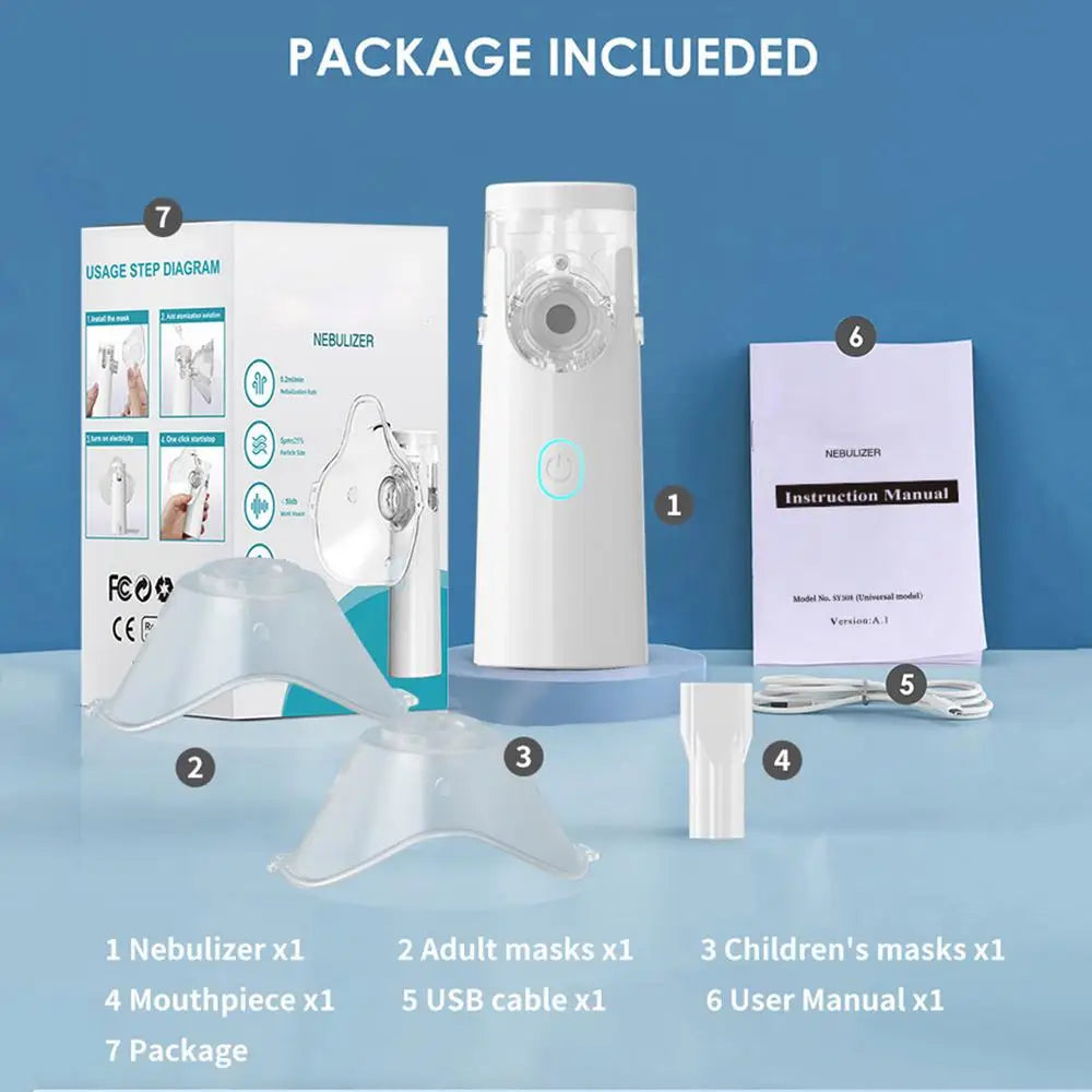Portable Outdoor Nebulizer Silent Mesh Mini First Aid Kit Handheld Asthma Inhaler Atomizer Kids Adult Saving Emergency Device