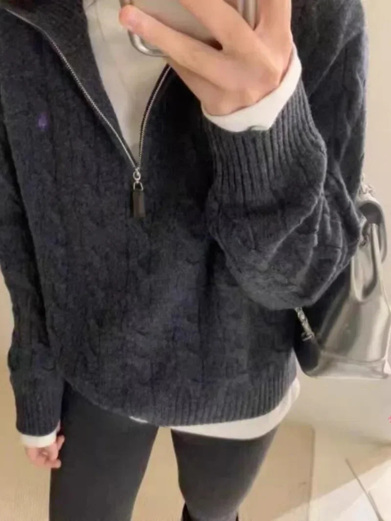 BONNTEECN Cardigan Halfzip Weiches Strickmaterial - Größe M, Reißverschluss, Mittleres Gewicht