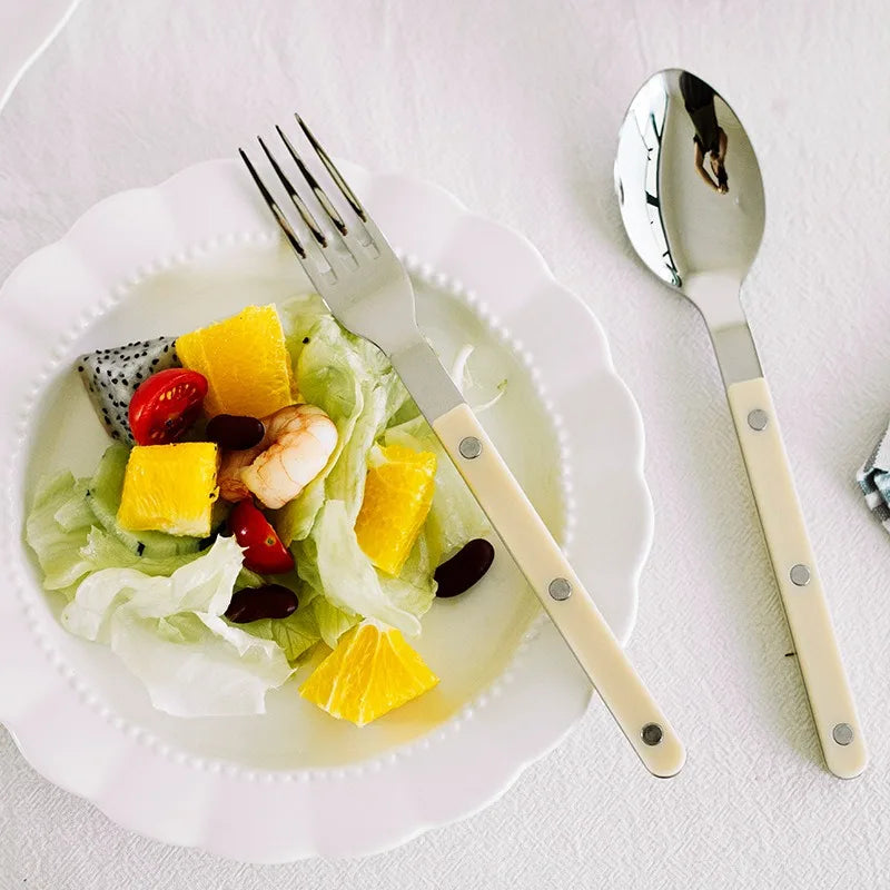 Fashion Korea Style Cutlery Set 18/10 Stainless Steel Creativity Gift Flatware Colorful Handle 304 Knife Fork Spoon