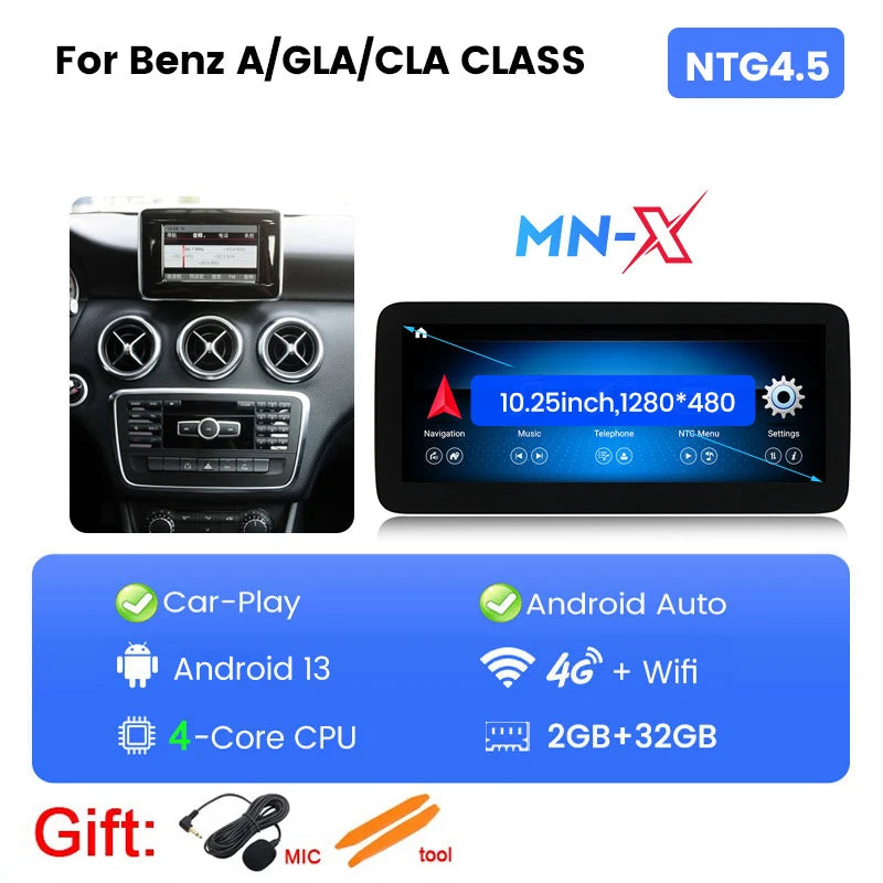 Mercedes Autoradio 2025: Android Screen Media Host - A-Klasse W176/GLA X156/CLA C117 DSP Wireless CarPlay Collection