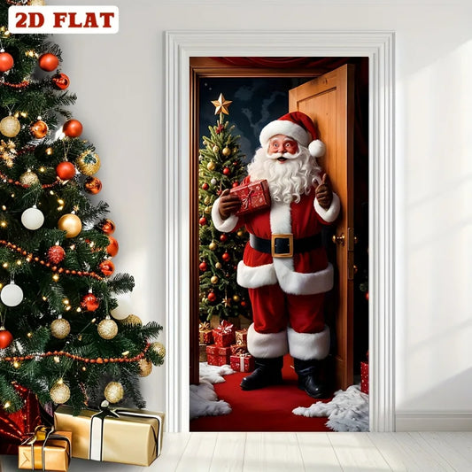 1Pc Christmas Door Hanging Decoration Featuring a Delightful Santa Claus Design; Suitable as a Home Entrance Decoration