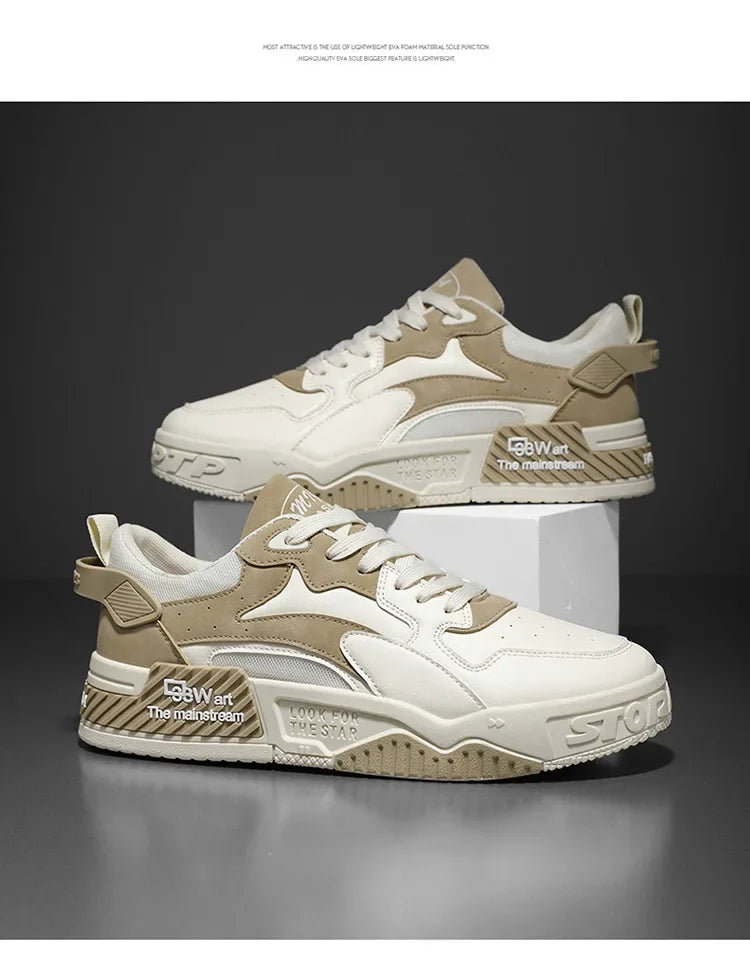 Men's Sneakers Men's Comfortable Platform Shoes 2024 Trend Lace-up Vulcanized Shoes White Casual Sneakers Zapatillas