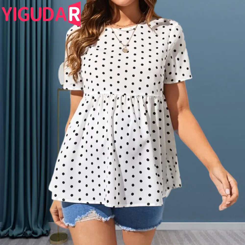 Sommer Beliebte Polka Dot Kurze Ärmel 2025 - Rundhals Stillen Umstandshemd - Schwangere Frauen Kleidung Umstandsmode T-Shirt