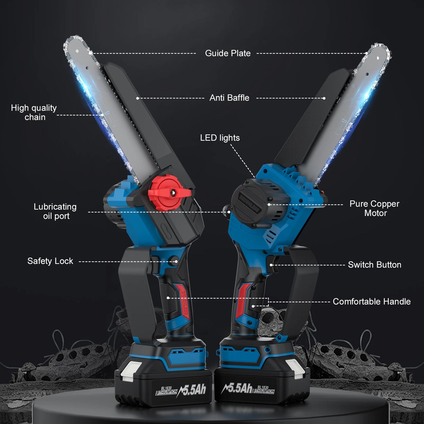 Cordless Electric Chainsaw For Makita 18V Battery Portable Handheld Rechargeable Logging Garden Woodworking Cutting Power Tool