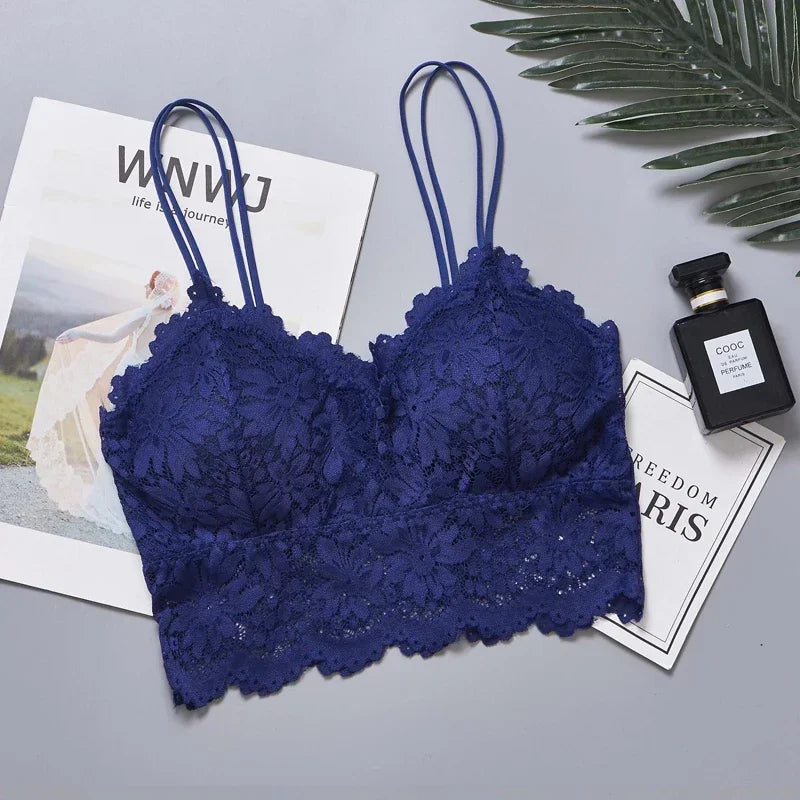 Damen BH 2025 - Bügelfreier Spitzen BH Push-Up Full Cup mit Blumenmuster