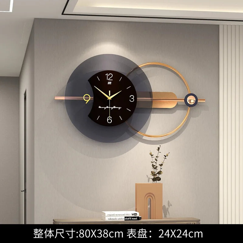Large Wall Clock Modern Design Feather Luxury Light Silent Metal Wall Watch Home Decor Living Room Dining Room Clocks