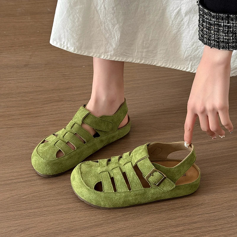Flats Women's Sandals Fashion Hollow Designer Shoes Casual Slingback Slippers 2025 Summer Flip Flops Trend Sandalias De Mujer