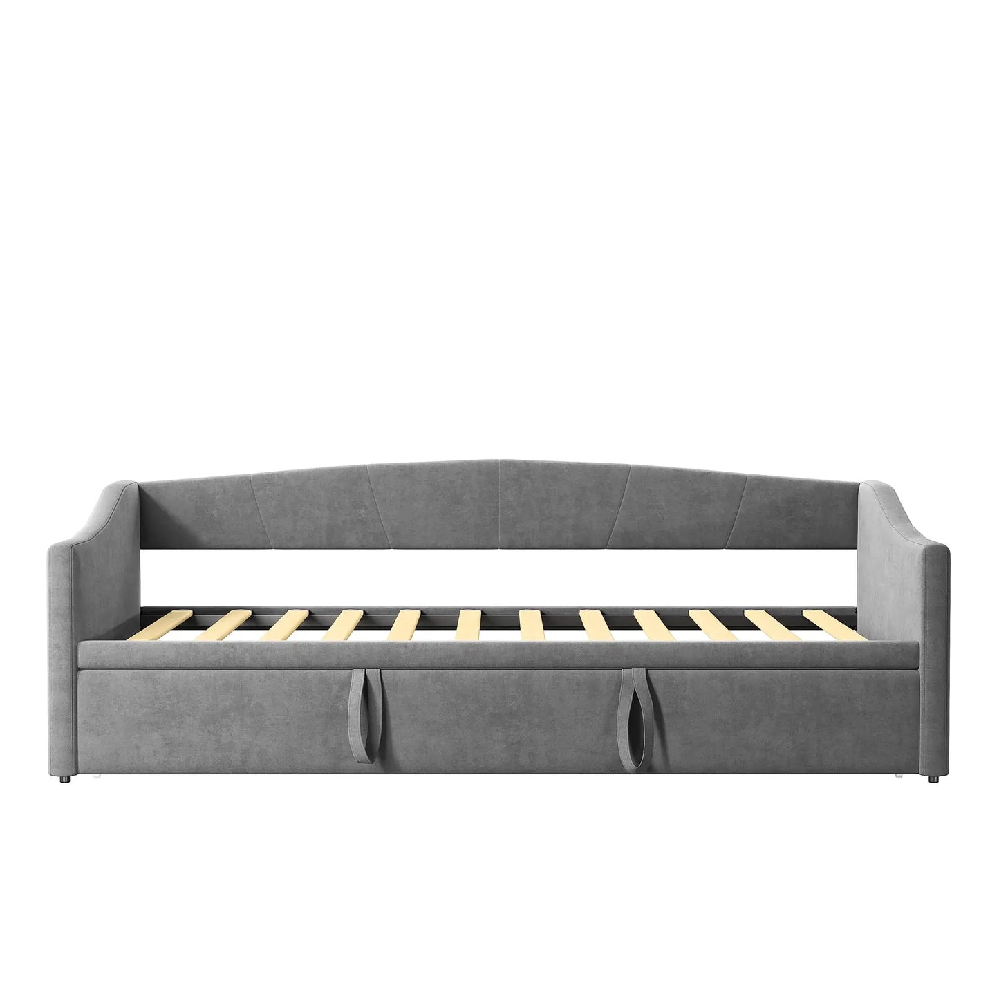 Schlafsofa Ausziehbar Mit Samtbezug Und Rückenlehne Grau