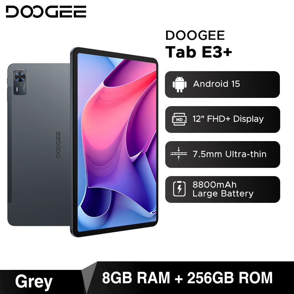 DOOGEE Tab E3 Gemini AI - 12 Zoll Display, 8800mAh Akku, Helio G100