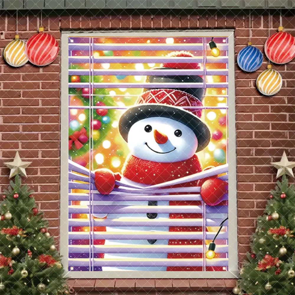 Merry Christmas Door Banner Santa Claus Window Hanging Christmas Tree Snowman Backdrop Cute Elf Room Supplies Party Decorations