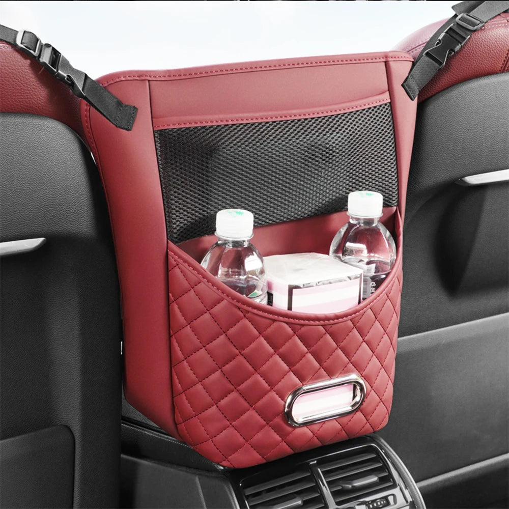 Car Seat Storage Bag For Handbag Tissue Drink Auto Armrest Box Hanging Pocket PU Leather Organizers Kit Accessories For Car Seat