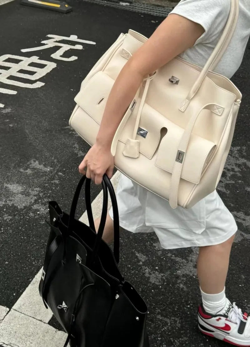 Designer cow split leather large capacity shoulder women bag