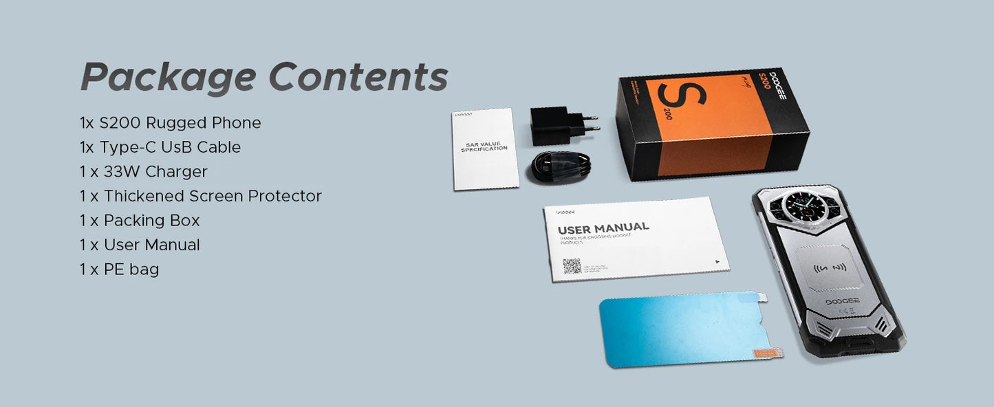 DOOGEE S200 Outdoor-Smartphone - 6,72 Zoll Display, 10100 mAh, 33W
