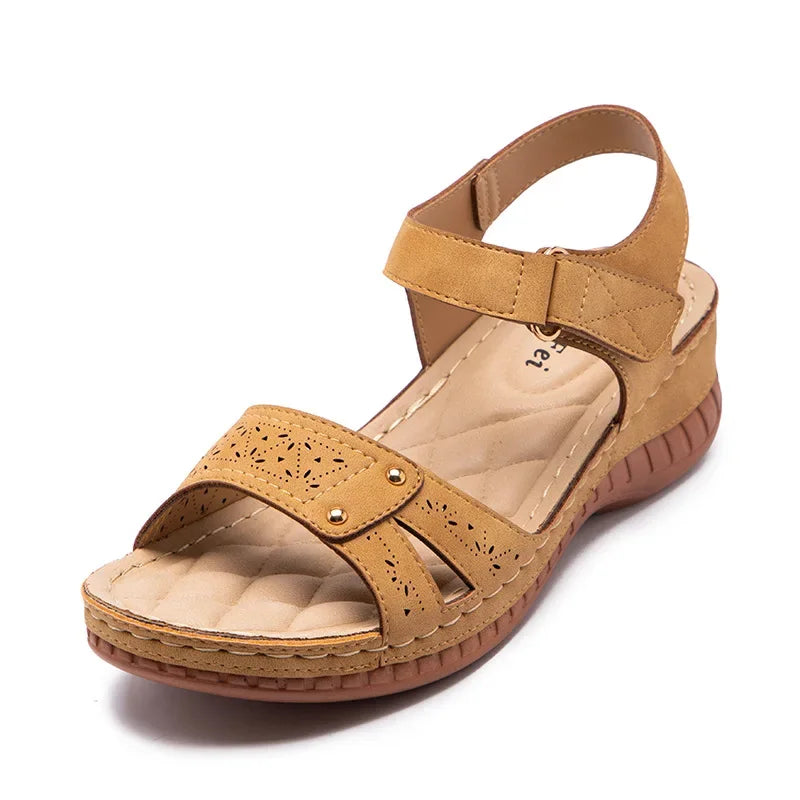 Summer Women's Sandals Wedge Hook&loop Ladies Flats Shoes Sewing Platform Female Open Toe Casual Sandals Plus Size Woman Shoes