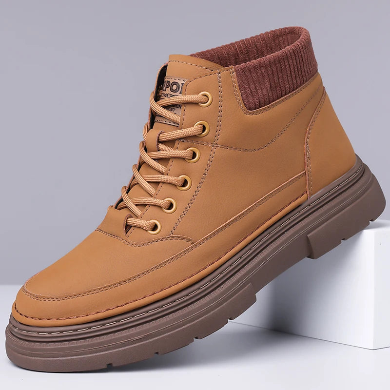 YEISNDOOCN Hochwertige Leder Stiefel - Größe EU 41-46 Schnürung