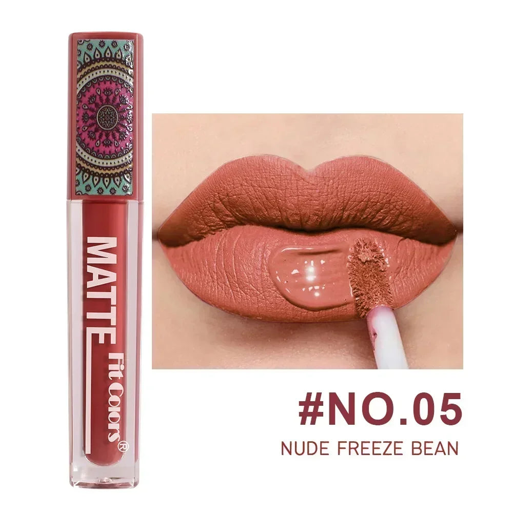Waterproof Matte Nude Lip Gloss Brown Nude Pigment Dark Red Long Lasting Velvet Liquid Lipstick Women Makeup Lip Glaze 1pcs