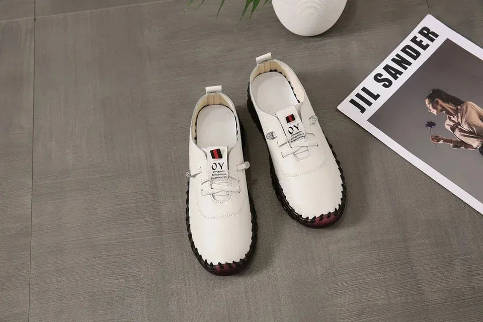 Sneakers Women Shoes Leather Loafers Shoes for Women Comfortable Slip on Shoes Hand Sewing Thread Mom Shoes Zapatillas De Mujer