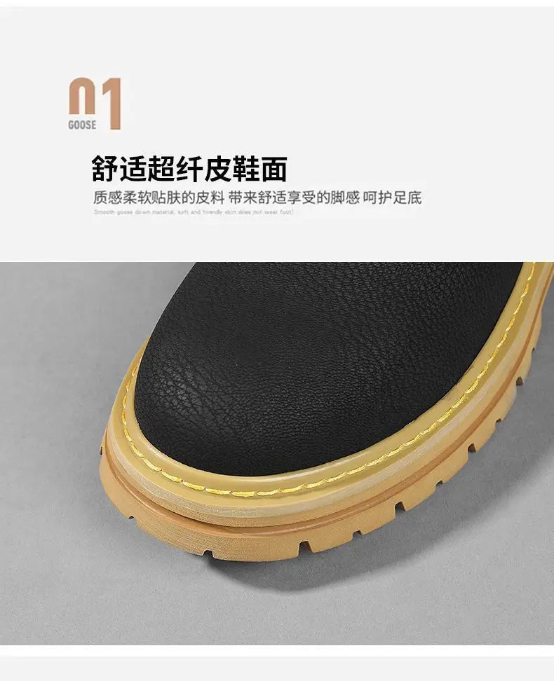 DUTRIEUX Lederstiefel Bequeme Plattform - Größe EU 42-46, EVA-Innenbett, Rutschfeste PU-Sohle