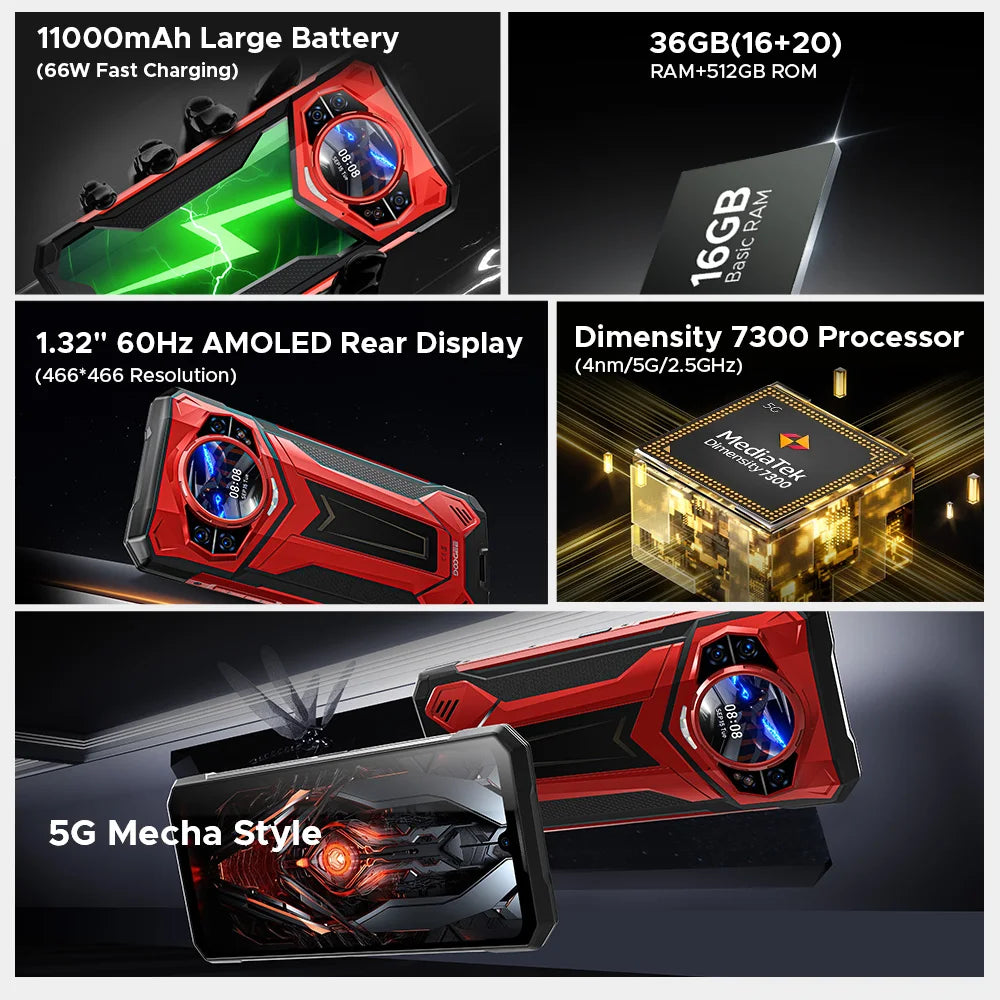 DOOGEE S200 Plus Outdoor 5G Smartphone - 11000 mAh, 66 W, 6,72 Zoll