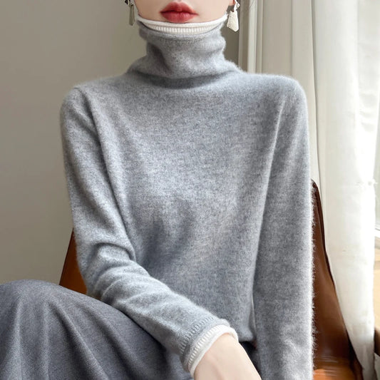 SHUANGYANROADCN Merino Rollpullover - Größe M, Merinowolle