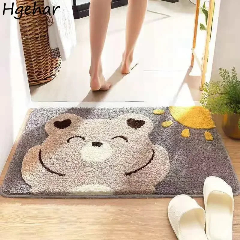 Bath Mats Cartoon Non-slip Absorbent Bathtub Embossed Kawaii Rug Shower Room Chenille Anti-slip Floor Mat Doormat Thickening New