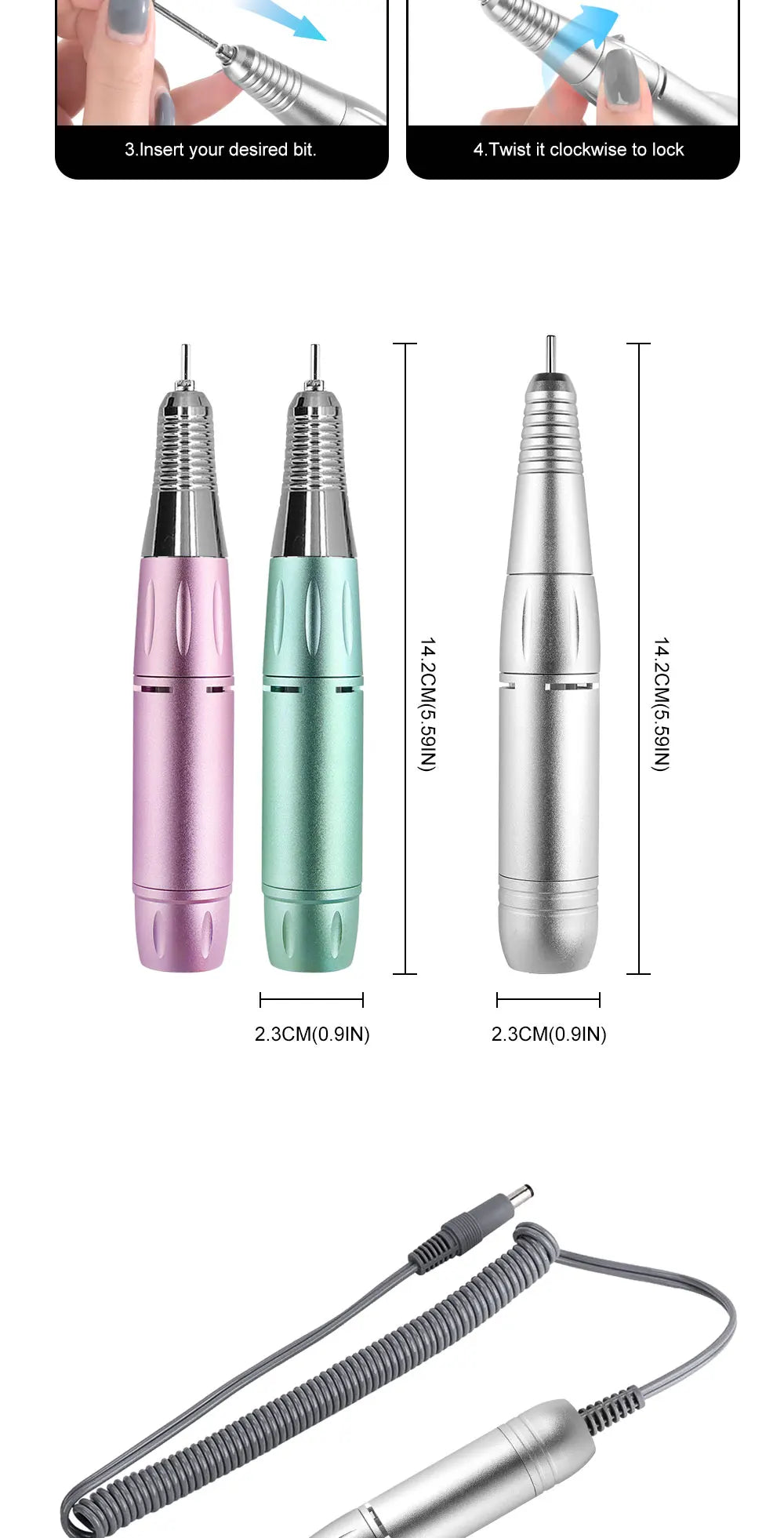 1 buc unghii electrice de gaurit stilou mâner pilă poloneză mașină piesă manichiură pedichiură instrument pentru unghii mașina de găurit accesorii