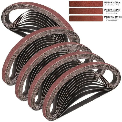 120 Stück/Set Schleifbänder für 10x330mm Schleifmaschinen, Feilenschleifer, Bandschleifer, Schleifwerkzeuge, Holz, Weichmetall, Polieren